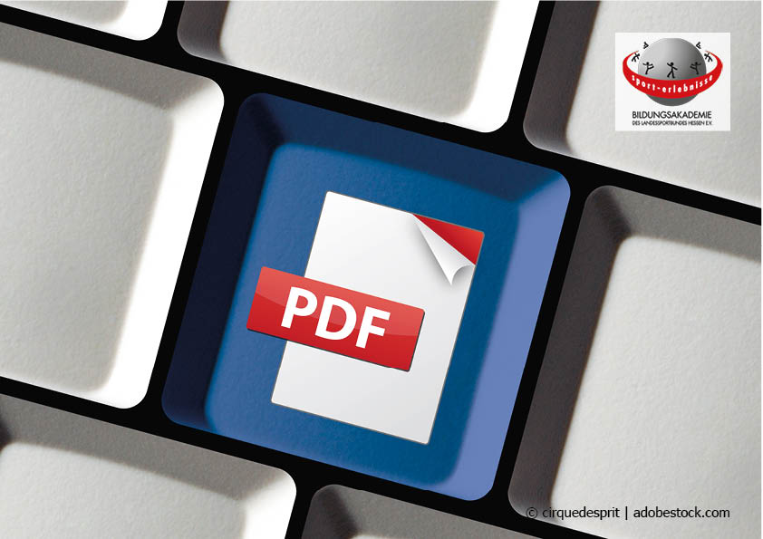 Eine PC-Tastatur mit einer Taste als PDF-Logo